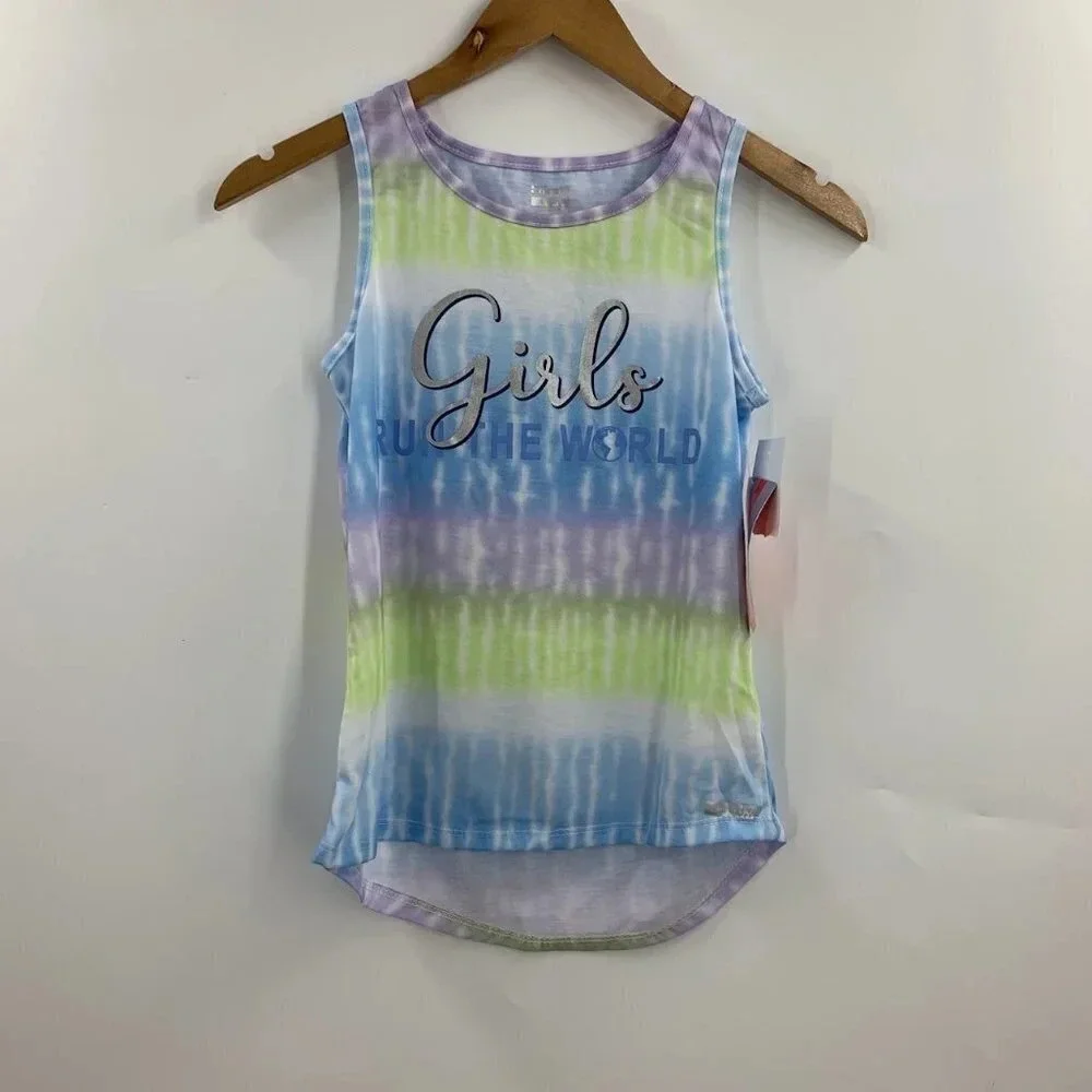 Hind Girls Tie Dye Girls Run The World‎ Relax Tank Top Size L NWT